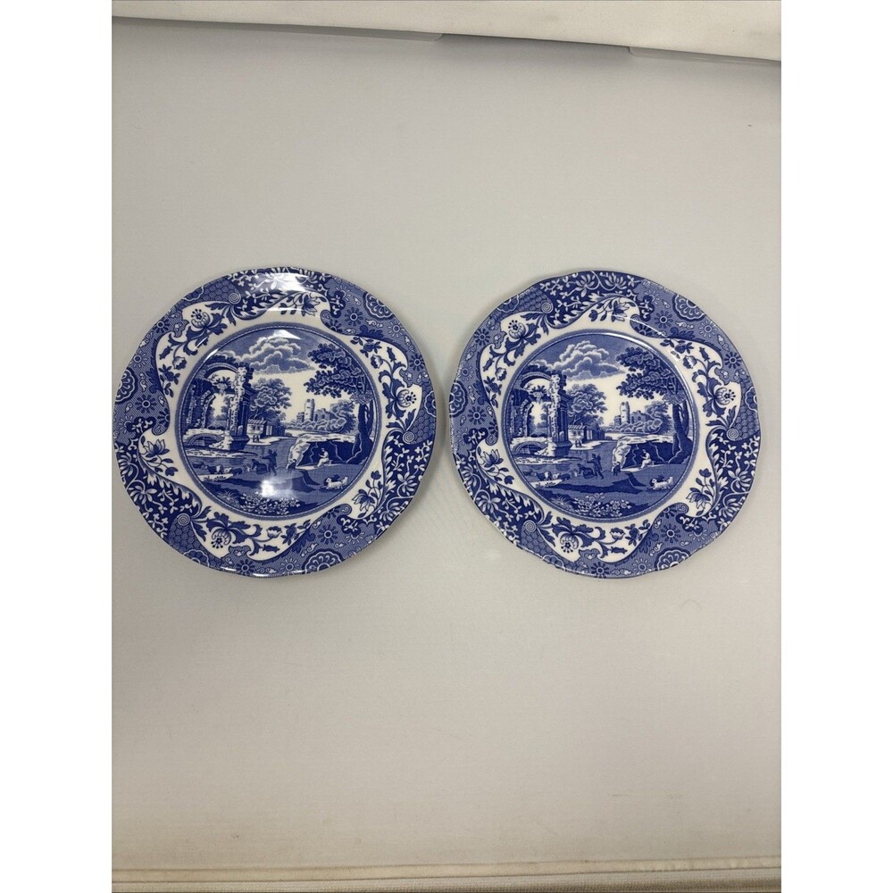Spode Blue Italian 20cm Salad Plate Made In England c.1816 New